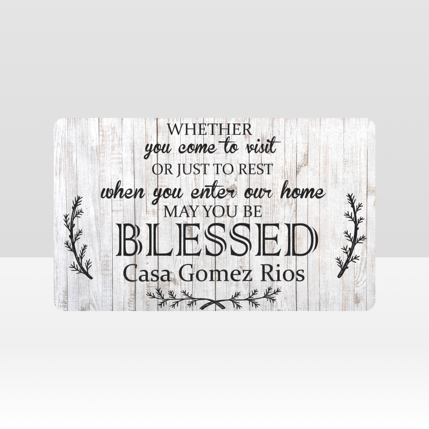 Personalized Farmhouse Door Mat – Custom Family Name | "May You Be Blessed" Welcome Rug | Non-Slip Rubber Backed | Indoor Outdoor Mat